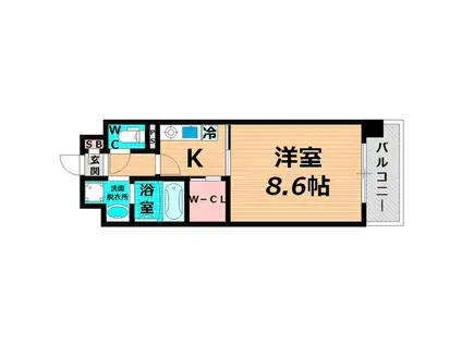 ジューヌ・カー(1K/2階)の間取り写真