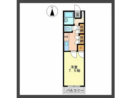 グランドキャッスルトウジン熊本II(1K/1階)の間取り写真