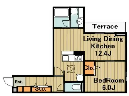 アルスフィルド相模原(1LDK/1階)の間取り写真