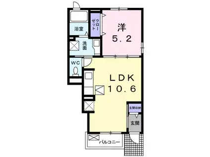 エスポワール(1LDK/1階)の間取り写真