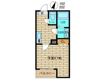 BIARRITZ II(1K/2階)の間取り写真