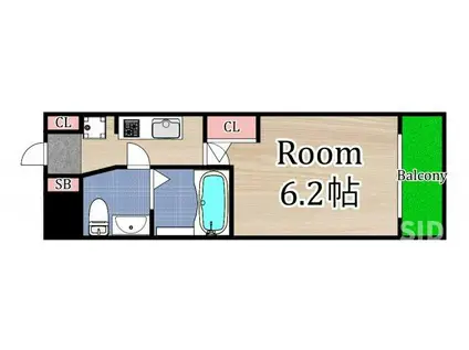 エスリード京橋III番館(1K/2階)の間取り写真