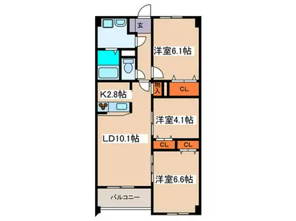 S-FORT青葉しらとり台(3LDK/3階)の間取り写真