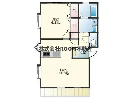 ガーデンヒルズ姫城(1LDK/1階)の間取り写真