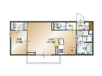 ラルジュII(1LDK/1階)の間取り写真