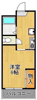 シャトーモリI(1K/2階)の間取り写真