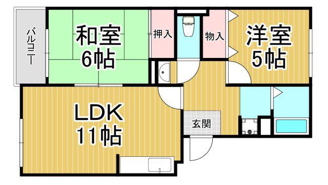 ビューラー藤木(2LDK/3階)の間取り写真