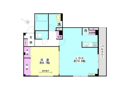 桜ヒルズ(1LDK/2階)の間取り写真