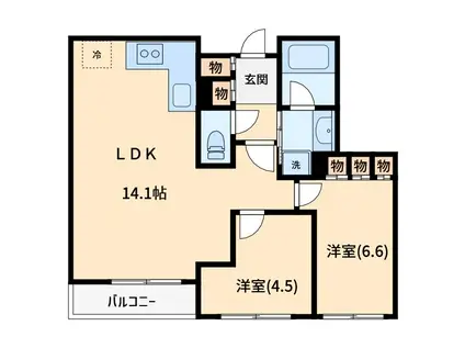 RESIDENCE MOTOMACHI(2LDK/3階)の間取り写真