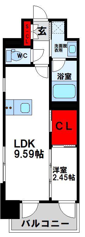 プレジデンス ざ 三萩野(1LDK/5階)の間取り写真