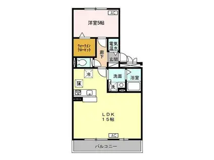 アドバンテージIV(1LDK/1階)の間取り写真