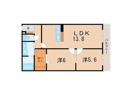 ハートフルマンション 新左衛門(2LDK/1階)の間取り写真