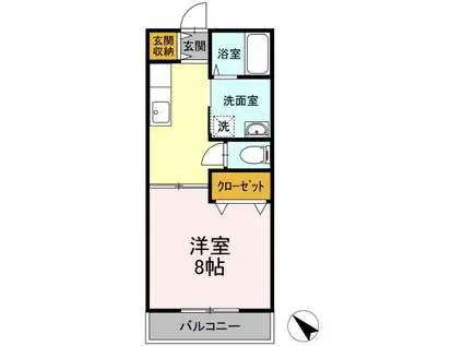 ディアス壱番館(1K/2階)の間取り写真