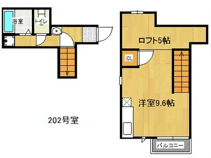 MAISONETIC室見(ワンルーム/2階)の間取り写真