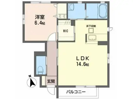 マールコートI(1LDK/1階)の間取り写真