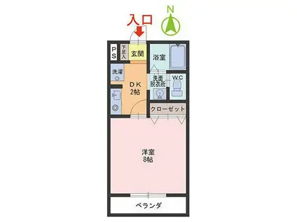 パルティール若杉(1DK/1階)の間取り写真