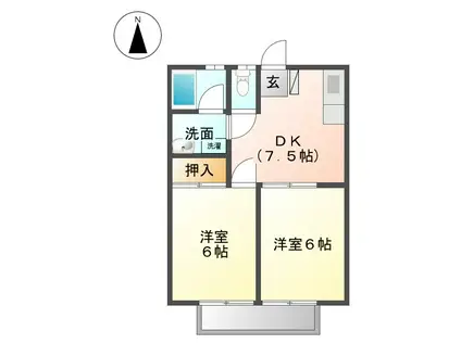 ルーゼス(2DK/2階)の間取り写真