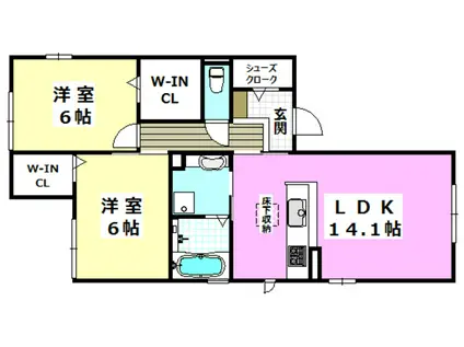 クラコート(2LDK/1階)の間取り写真