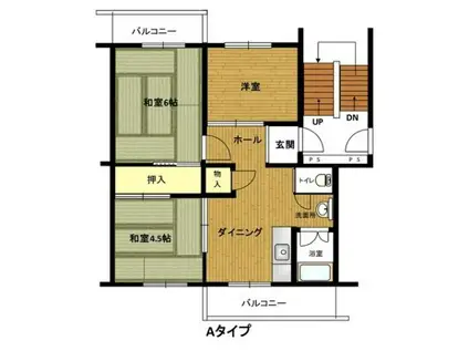 播磨本荘1号棟(3DK/5階)の間取り写真