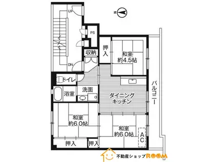 ビレッジハウス瀬高3号棟(3DK/5階)の間取り写真