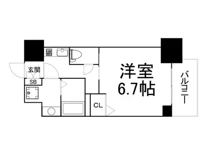 レオンコンフォート上本町(1K/6階)の間取り写真