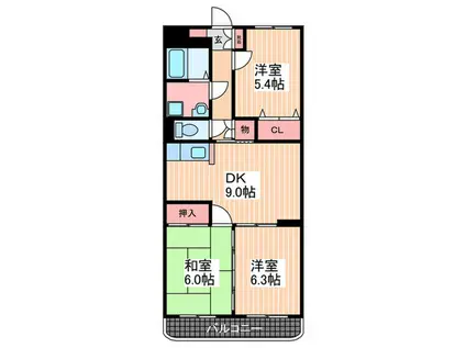 ユーミー小幡(3DK/1階)の間取り写真