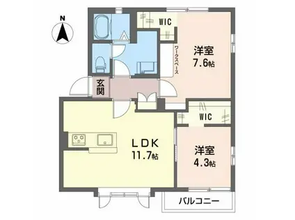 フレグランス・永田(2LDK/2階)の間取り写真