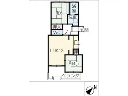 サンハイツ大豊(2LDK/2階)の間取り写真