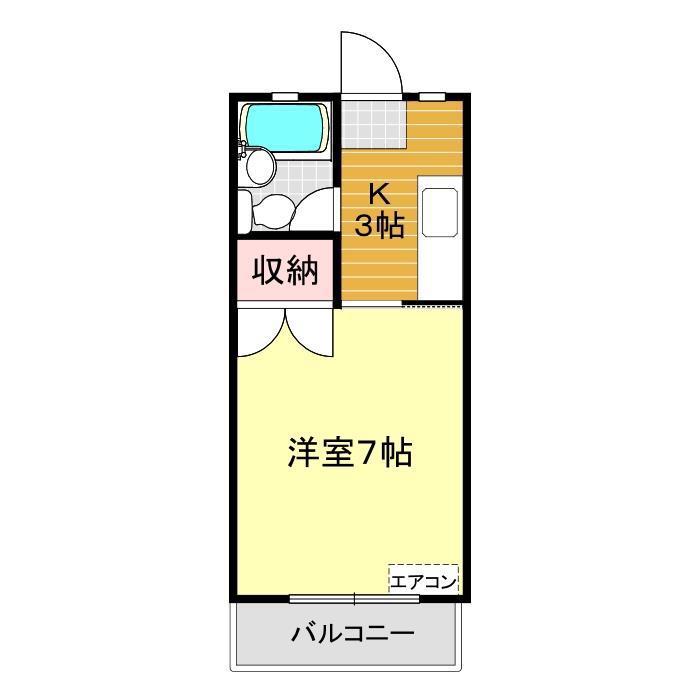 エリートマンション(1K/2階)の間取り写真