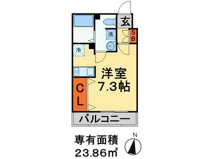 ミリアビタNO25(1K/1階)の間取り写真