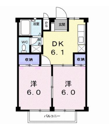 シティハイツ妹尾A(2DK/1階)の間取り写真