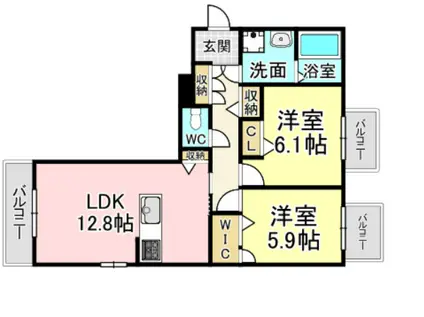 ヴェレ西神原(2LDK/2階)の間取り写真