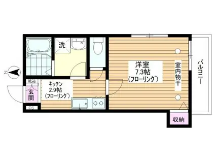 シャルベーシア(1K/4階)の間取り写真