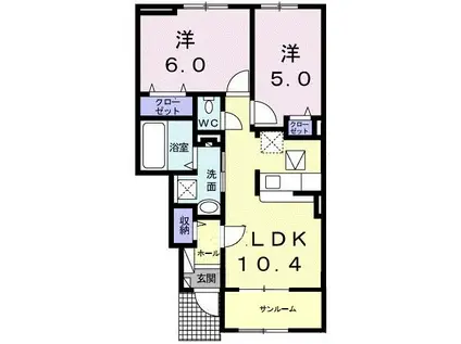 サニーレジデンスVIII(2LDK/1階)の間取り写真
