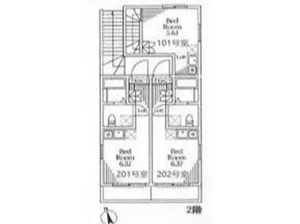 コンフォート読売ランド前参番館(ワンルーム/2階)の間取り写真