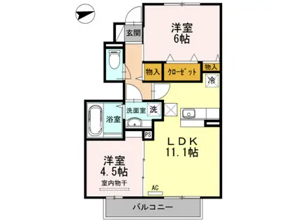 フレシール(2LDK/1階)の間取り写真
