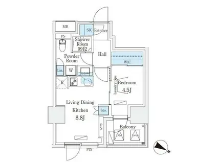 アーバンブリーズ恵比寿(1LDK/4階)の間取り写真