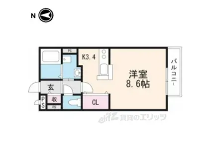 アルカンシェルグリーン(ワンルーム/1階)の間取り写真