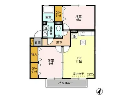 ROYAL PARK HIMEKO D(2LDK/1階)の間取り写真