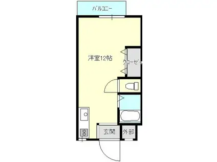 第百マンション(ワンルーム/2階)の間取り写真