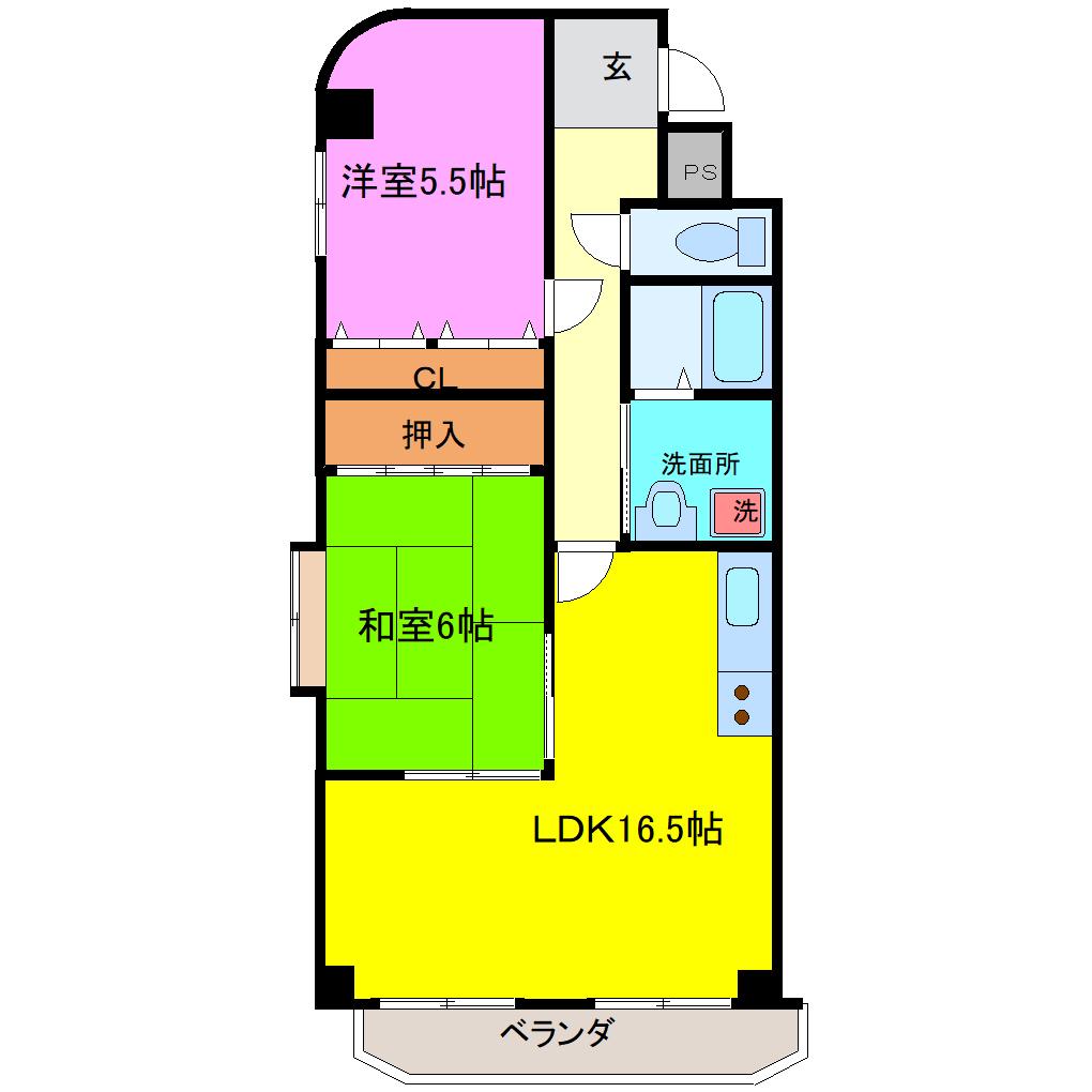 グレース・ダイン(2LDK/4階)の間取り写真