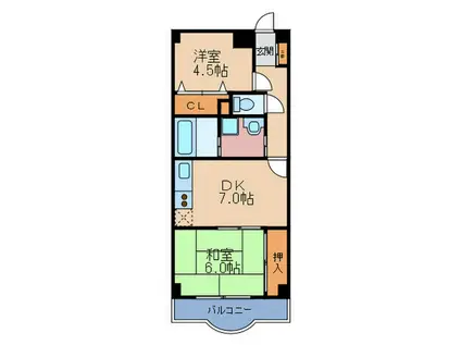 ルモン中津(2DK/2階)の間取り写真