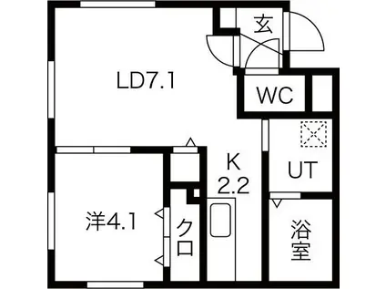 COLORE N15W1(1LDK/4階)の間取り写真