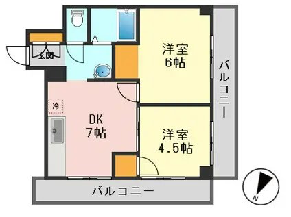 エスカイア北小岩(2DK/2階)の間取り写真