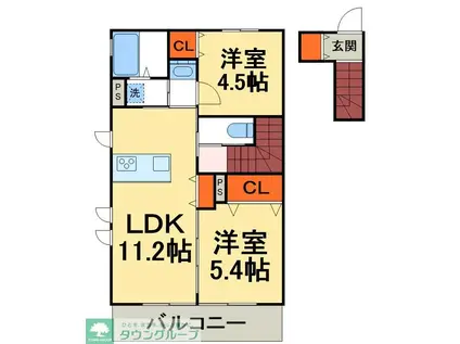 ヘーベルメゾン新松戸(2LDK/2階)の間取り写真