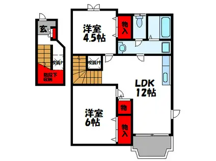 オレンジペコ I(2LDK/2階)の間取り写真