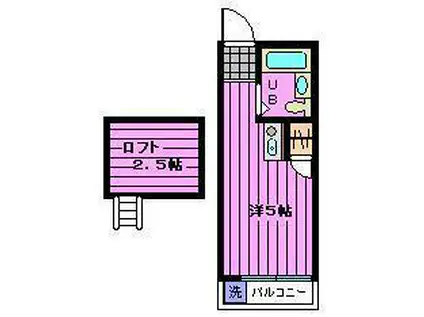 ハイツ中川(ワンルーム/1階)の間取り写真