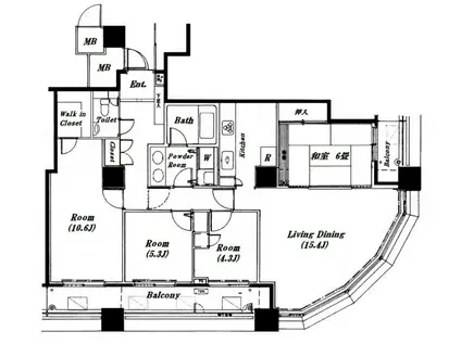 リズムタワーII(4LDK/22階)の間取り写真