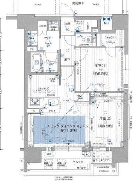 プレサンス ロジェ 金山ミッドゲート(2LDK/10階)の間取り写真