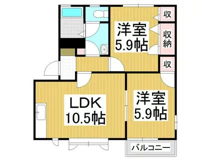 DIAS OANA C棟(2LDK/2階)の間取り写真